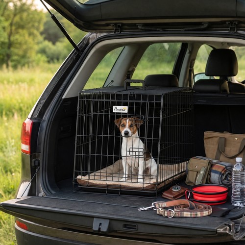 Car dog crate collapsible - dog, crate,