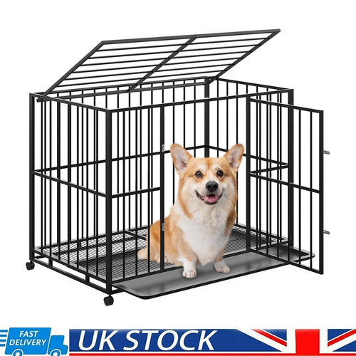 Metal dog crate kennel rolling - crate,