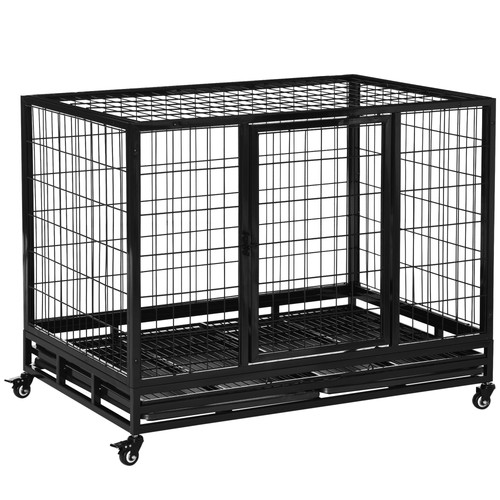 Pawhut metal kennel cage with - metal,