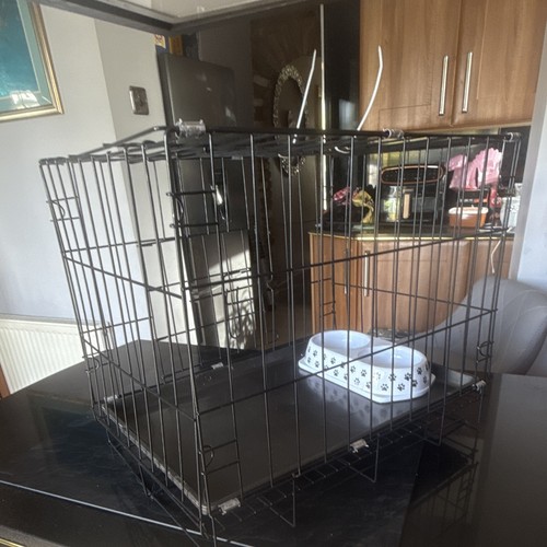 Black folding steel wire dog - black,