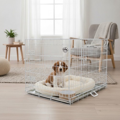 Galvanised steel dog crate - galvanised,